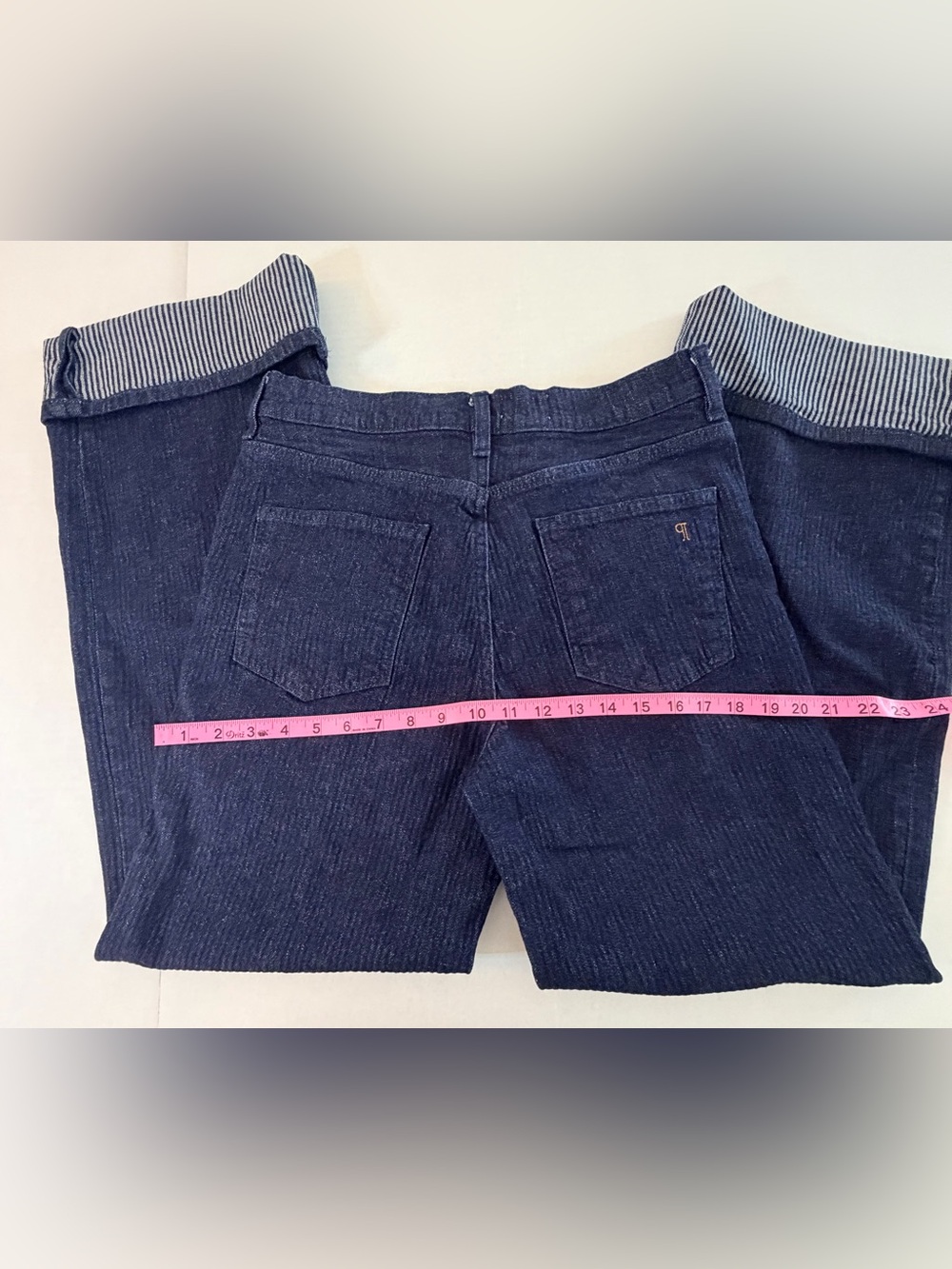 Pilcro Women's Dark Wash Denim High Waisted Wide Leg Cuffed Jeans Size 29p - Picture 6 of 15